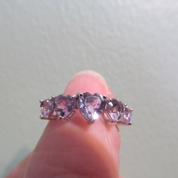 Heart Shaped Brazilian Amethyst Sterling Silver ring Size 6 New in Pkg - Picture 13 of 16